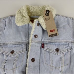 Levi’s Original Sherpa Fleece Lined Denim Jean Trucker Jacket NWT Regular Fit